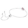 Pulseira com pedra de nascimento de corte quadrado, outubro, rosa, banhada a ródio