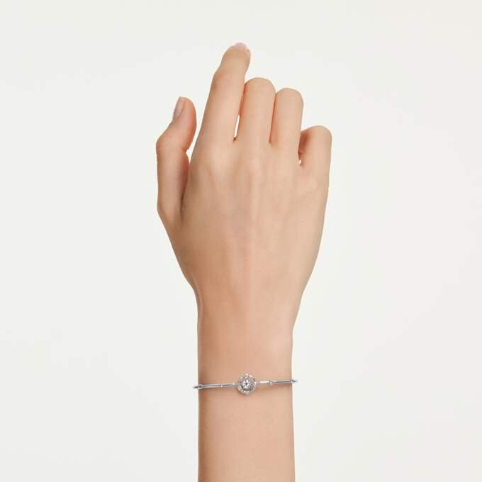 Pulseira Constella com corte redondo, pedra dançante, branca, banhada a ródio Pulseira Constella com corte redondo, pedra dançante, branca, banhada a ródio