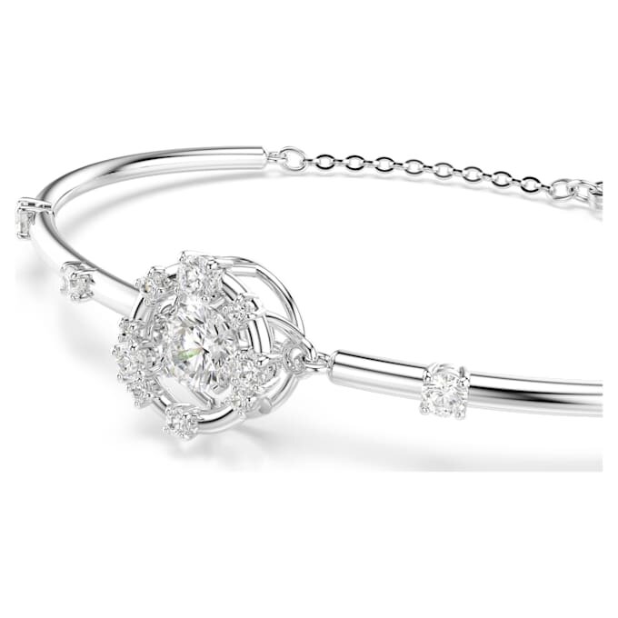 Pulseira Constella com corte redondo, pedra dançante, branca, banhada a ródio Pulseira Constella com corte redondo, pedra dançante, branca, banhada a ródio