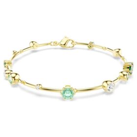 Pulseira Constella com cortes mistos, verde, banhada a ouro