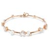 Pulseira Constella com pérolas de cristal, cortes redondos, branca, banhada a ouro rosa Pulseira Constella com pérolas de cristal, cortes redondos, branca, banhada a ouro rosa