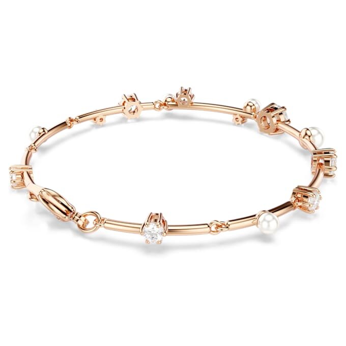 Pulseira Constella com pérolas de cristal, cortes redondos, branca, banhada a ouro rosa Pulseira Constella com pérolas de cristal, cortes redondos, branca, banhada a ouro rosa