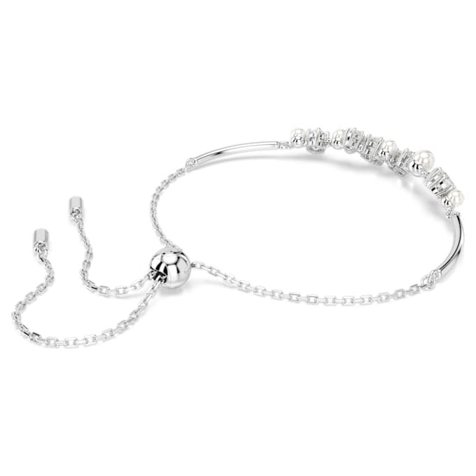 Pulseira Constella com pérolas de cristal, cortes redondos, branca, banhada a ródio Pulseira Constella com pérolas de cristal, cortes redondos, branca, banhada a ródio