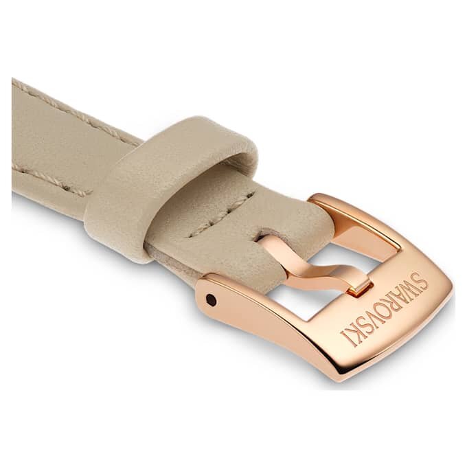 Pulseira de relógio com 12 mm (0,47″) de largura, em pele, bege, com acabamento em tom de ouro rosa Pulseira de relógio com 12 mm (0,47″) de largura, em pele, bege, com acabamento em tom de ouro rosa