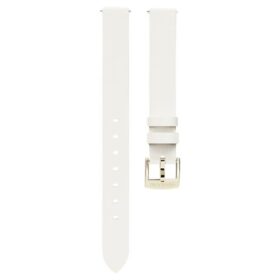 Pulseira de relógio com 12 mm (0,47″) de largura, em pele, branca, com acabamento em tom de ouro champanhe Pulseira de relógio com 12 mm (0,47″) de largura, em pele, branca, com acabamento em tom de ouro champanhe