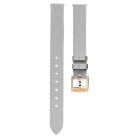 Pulseira de relógio com 12 mm (0,47″) de largura, em pele, tom prateado, acabamento em tom de ouro rosa Pulseira de relógio com 12 mm (0,47″) de largura, em pele, tom prateado, acabamento em tom de ouro rosa