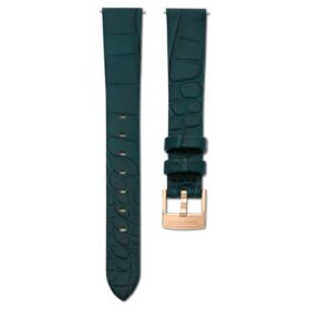 Pulseira de relógio com 14 mm (0,55″) de largura, em pele, verde, com acabamento em tom de ouro rosa Pulseira de relógio com 14 mm (0,55″) de largura, em pele, verde, com acabamento em tom de ouro rosa