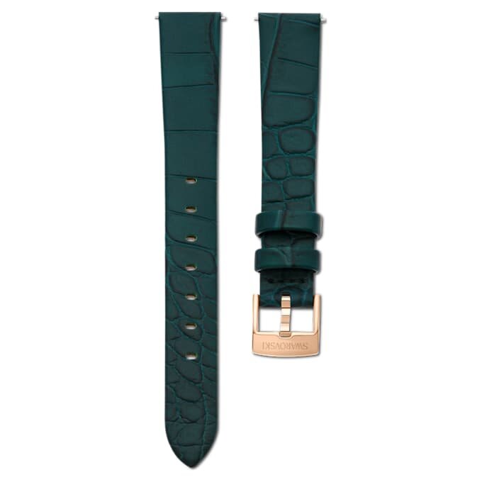 Pulseira de relógio com 14 mm (0,55″) de largura, em pele, verde, com acabamento em tom de ouro rosa Pulseira de relógio com 14 mm (0,55″) de largura, em pele, verde, com acabamento em tom de ouro rosa