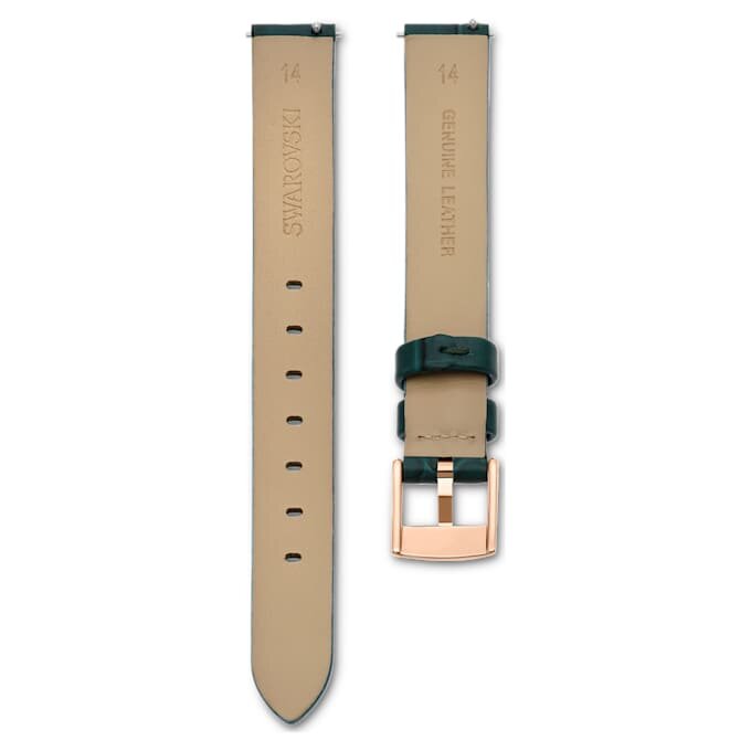 Pulseira de relógio com 14 mm (0,55″) de largura, em pele, verde, com acabamento em tom de ouro rosa Pulseira de relógio com 14 mm (0,55″) de largura, em pele, verde, com acabamento em tom de ouro rosa