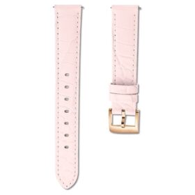 Pulseira de relógio com 15 mm (0,59″) de largura, em pele com costura, cor-de-rosa, acabamento em tom de ouro rosa Pulseira de relógio com 15 mm (0,59″) de largura, em pele com costura, cor-de-rosa, acabamento em tom de ouro rosa