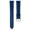 Pulseira de relógio com 16 mm (0,63″) de largura, em couro com costura, azul, aço inoxidável Pulseira de relógio com 16 mm (0,63″) de largura, em couro com costura, azul, aço inoxidável