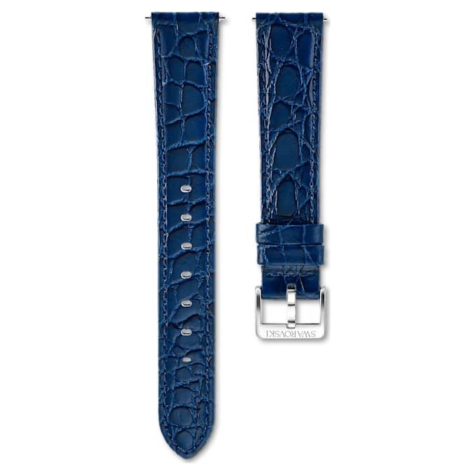 Pulseira de relógio com 16 mm (0,63″) de largura, em couro com costura, azul, aço inoxidável Pulseira de relógio com 16 mm (0,63″) de largura, em couro com costura, azul, aço inoxidável
