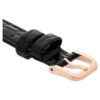 Pulseira de relógio com 16 mm (0,63″) de largura, em couro com costura, preta, com acabamento em tom de ouro rosa Pulseira de relógio com 16 mm (0,63″) de largura, em couro com costura, preta, com acabamento em tom de ouro rosa