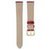 Pulseira de relógio com 16 mm (0,63″) de largura, em couro com costura, vermelha, com acabamento em tom de ouro rosa Pulseira de relógio com 16 mm (0,63″) de largura, em couro com costura, vermelha, com acabamento em tom de ouro rosa