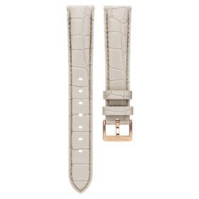 Pulseira de relógio com 16 mm (0,63″) de largura, em pele com costura, cinzenta, acabamento em tom de ouro rosa Pulseira de relógio com 16 mm (0,63″) de largura, em pele com costura, cinzenta, acabamento em tom de ouro rosa