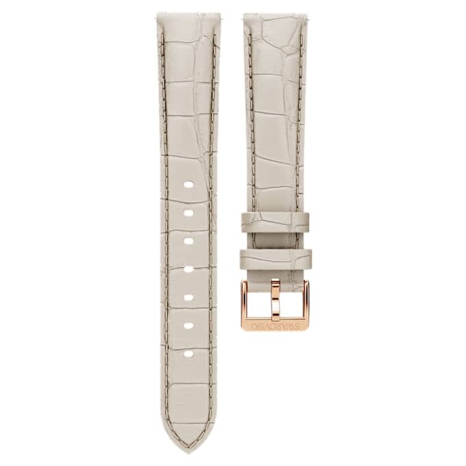 Pulseira de relógio com 16 mm (0,63″) de largura, em pele com costura, cinzenta, acabamento em tom de ouro rosa Pulseira de relógio com 16 mm (0,63″) de largura, em pele com costura, cinzenta, acabamento em tom de ouro rosa