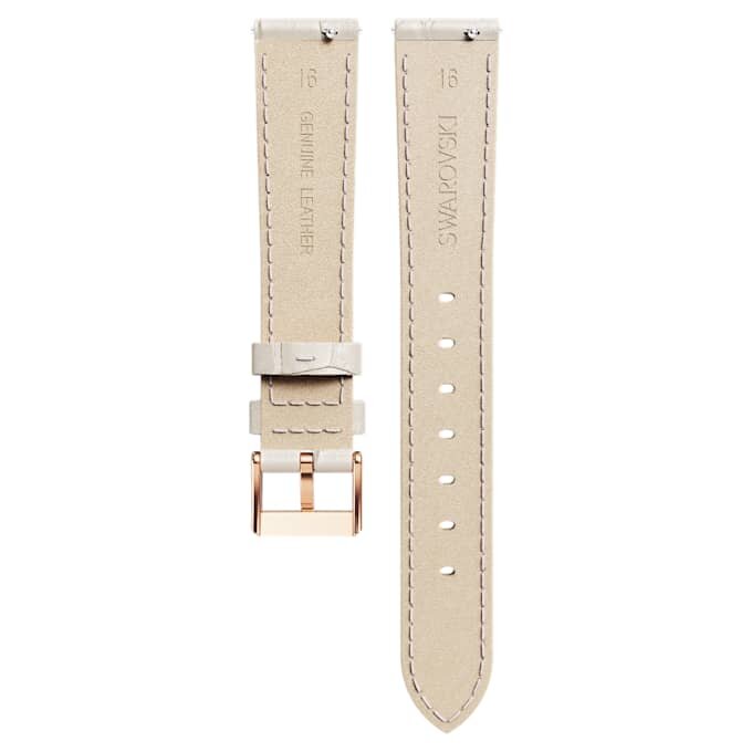 Pulseira de relógio com 16 mm (0,63″) de largura, em pele com costura, cinzenta, acabamento em tom de ouro rosa Pulseira de relógio com 16 mm (0,63″) de largura, em pele com costura, cinzenta, acabamento em tom de ouro rosa
