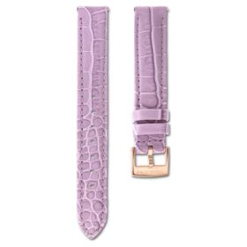 Pulseira de relógio com 17 mm (0,67″) de largura, em pele com costura, roxa, com acabamento em tom de ouro rosa Pulseira de relógio com 17 mm (0,67″) de largura, em pele com costura, roxa, com acabamento em tom de ouro rosa