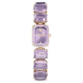 Pulseira de relógio com corte octogonal, roxa, acabamento dourado champanhe Pulseira de relógio com corte octogonal, roxa, acabamento dourado champanhe
