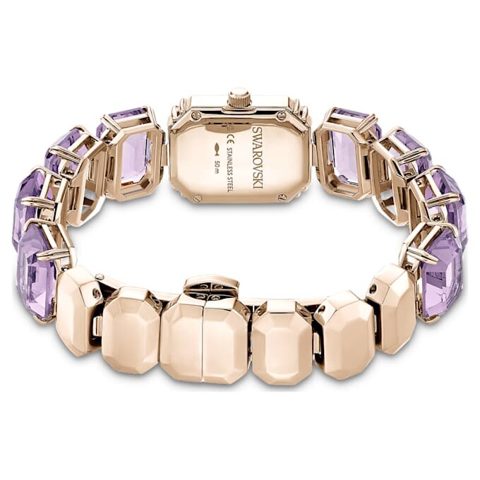 Pulseira de relógio com corte octogonal, roxa, acabamento dourado champanhe Pulseira de relógio com corte octogonal, roxa, acabamento dourado champanhe