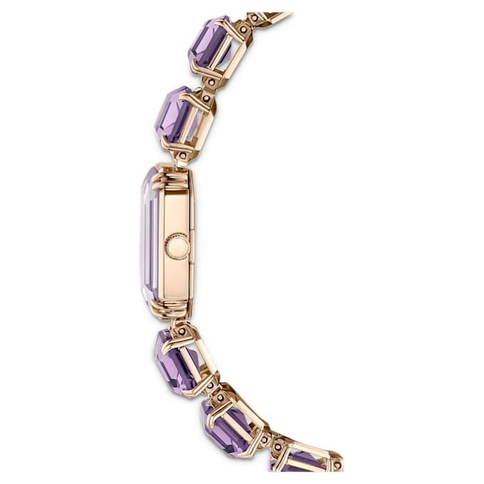 Pulseira de relógio com corte octogonal, roxa, acabamento dourado champanhe Pulseira de relógio com corte octogonal, roxa, acabamento dourado champanhe