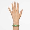 Pulseira de relógio com cristais de corte octogonal, verde, acabamento em tom dourado champanhe Pulseira de relógio com cristais de corte octogonal, verde, acabamento em tom dourado champanhe
