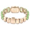 Pulseira de relógio com cristais de corte octogonal, verde, acabamento em tom dourado champanhe Pulseira de relógio com cristais de corte octogonal, verde, acabamento em tom dourado champanhe