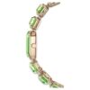 Pulseira de relógio com cristais de corte octogonal, verde, acabamento em tom dourado champanhe Pulseira de relógio com cristais de corte octogonal, verde, acabamento em tom dourado champanhe
