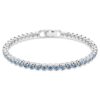 Pulseira de ténis Imber Emily com cristais de corte redondo, azuis, banhada a ródio Pulseira de ténis Imber Emily com cristais de corte redondo, azuis, banhada a ródio