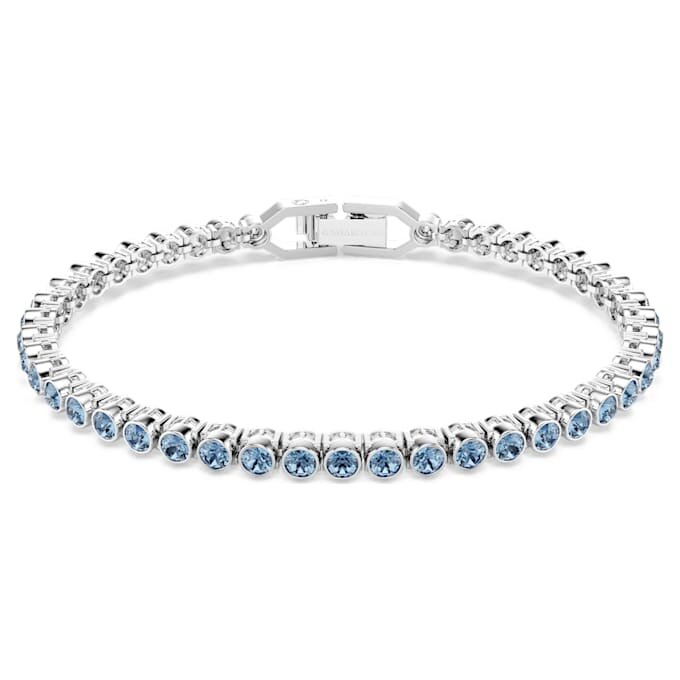 Pulseira de ténis Imber Emily com cristais de corte redondo, azuis, banhada a ródio Pulseira de ténis Imber Emily com cristais de corte redondo, azuis, banhada a ródio