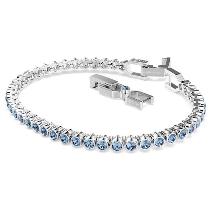 Pulseira de ténis Imber Emily com cristais de corte redondo, azuis, banhada a ródio Pulseira de ténis Imber Emily com cristais de corte redondo, azuis, banhada a ródio