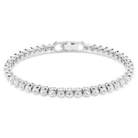 Pulseira de ténis Imber Emily com cristais de corte redondo, branca, banhada a ródio