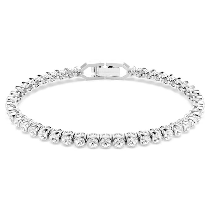 Pulseira de ténis Imber Emily com cristais de corte redondo, branca, banhada a ródio Pulseira de ténis Imber Emily com cristais de corte redondo, branca, banhada a ródio