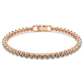 Pulseira de ténis Imber Emily com cristais de corte redondo, preta, banhada a ouro rosa