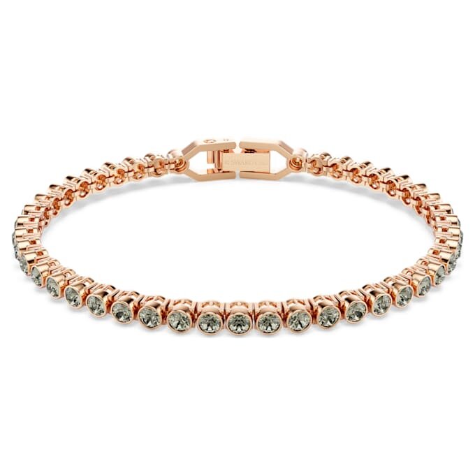 Pulseira de ténis Imber Emily com cristais de corte redondo, preta, banhada a ouro rosa Pulseira de ténis Imber Emily com cristais de corte redondo, preta, banhada a ouro rosa