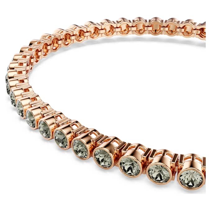 Pulseira de ténis Imber Emily com cristais de corte redondo, preta, banhada a ouro rosa Pulseira de ténis Imber Emily com cristais de corte redondo, preta, banhada a ouro rosa