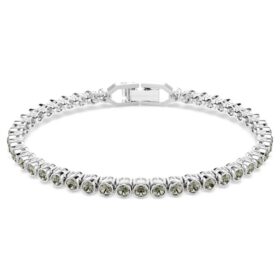 Pulseira de ténis Imber Emily com cristais de corte redondo, preta, banhada a ródio