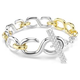 Pulseira Dextera com corte redondo, barra em T, branca, acabamento em metais misturados