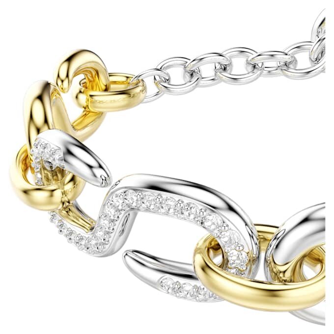 Pulseira Dextera com corte redondo, barra em T, branca, acabamento em metais misturados Pulseira Dextera com corte redondo, barra em T, branca, acabamento em metais misturados