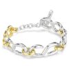 Pulseira Dextera com corte redondo, barra em T, branca, acabamento em metais misturados Pulseira Dextera com corte redondo, barra em T, branca, acabamento em metais misturados