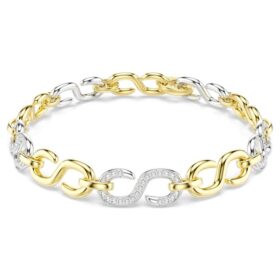 Pulseira Dextera com corte redondo, branca, acabamento em metais mistos