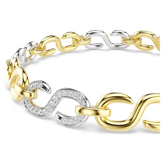 Pulseira Dextera com corte redondo, branca, acabamento em metais mistos Pulseira Dextera com corte redondo, branca, acabamento em metais mistos