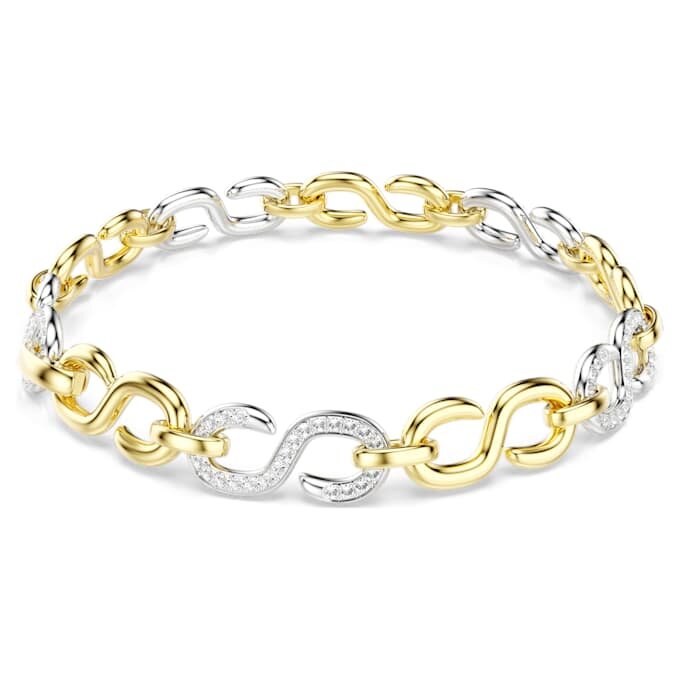 Pulseira Dextera com corte redondo, branca, acabamento em metais mistos Pulseira Dextera com corte redondo, branca, acabamento em metais mistos