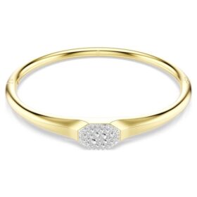 Pulseira Dextera com corte redondo, branca, banhada a dourado