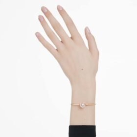 Pulseira Dextera com corte redondo, branca, banhada a ouro rosa