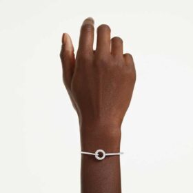 Pulseira Dextera com corte redondo, branca, banhada a ródio