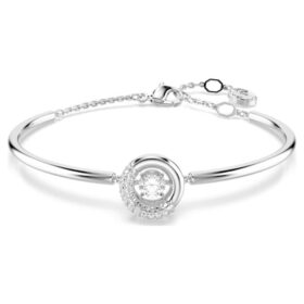 Pulseira Dextera com corte redondo, branca, banhada a ródio