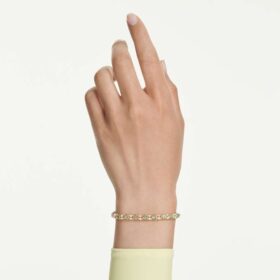 Pulseira Dextera com corte redondo, verde, acabamento dourado