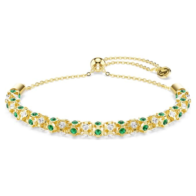 Pulseira Dextera com corte redondo, verde, acabamento dourado Pulseira Dextera com corte redondo, verde, acabamento dourado