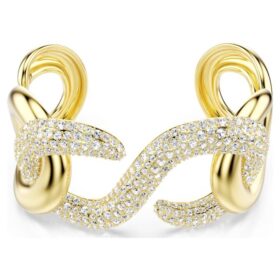 Pulseira Dextera de corte redondo, branca, banhada a ouro
